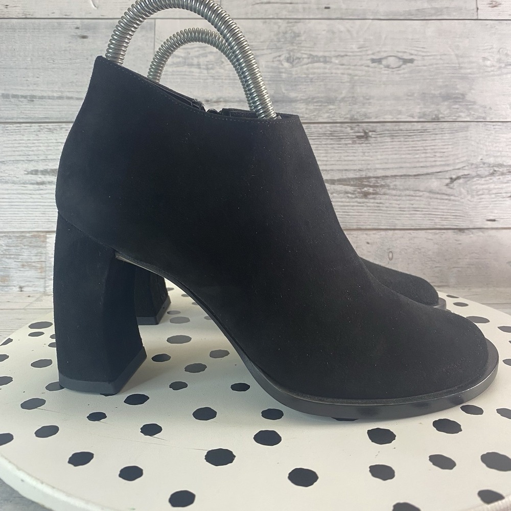 Ann Demeulemeester Suede Ankle Booties Womens Black EU 36.5 US 6 Block Luxury